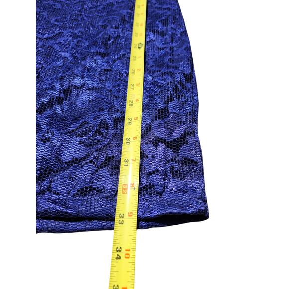 Women's Blue Boho Floral Lace Shift Dress XL V-Neck Twee Coquette Whimsygoth - Picture 5 of 8